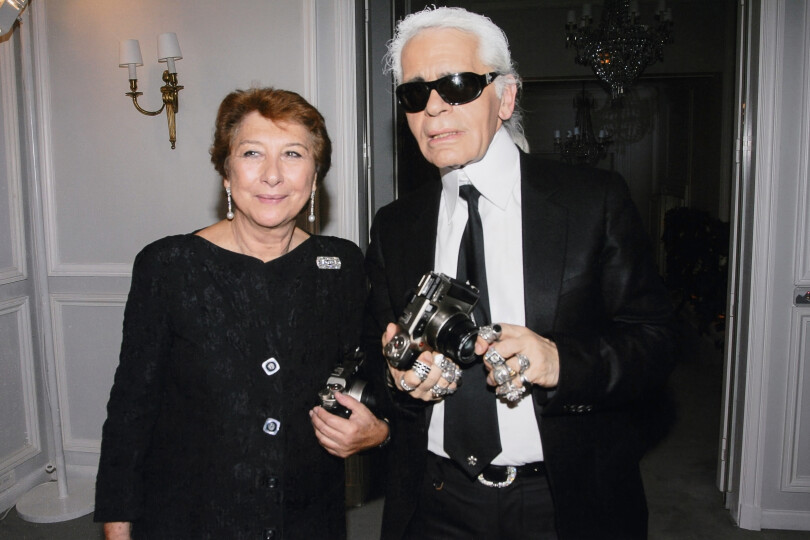 Françoise Dumas et le créateur de mode Karl Lagarfeld.